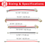 24 Volt Battery Pack for Razor E200 & Razor E225: Close-up of black and red electrical wires with measurements, part of a wiring harness for replacement scooter batteries.