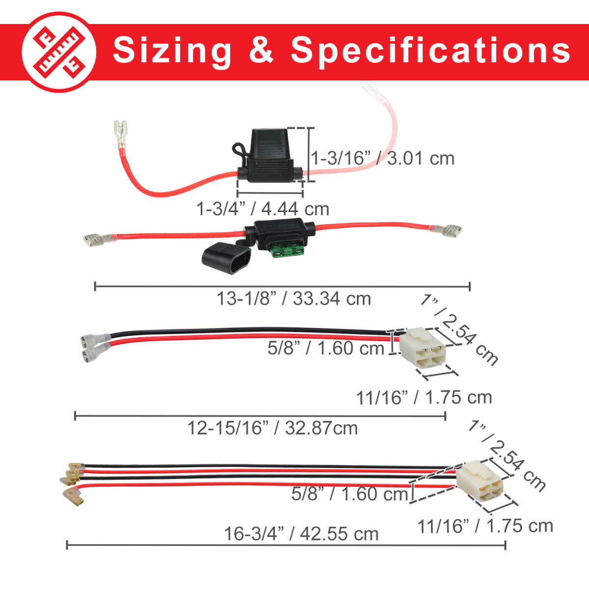 24 Volt Battery Pack for the Razor Ground Force Go-Kart, showing a detailed electrical wiring diagram and battery measurements, emphasizing its high-quality, affordable SLA batteries with wiring harness.