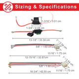 24 Volt Battery Pack for the Razor Ground Force Go-Kart, showing a detailed electrical wiring diagram and battery measurements, emphasizing its high-quality, affordable SLA batteries with wiring harness.