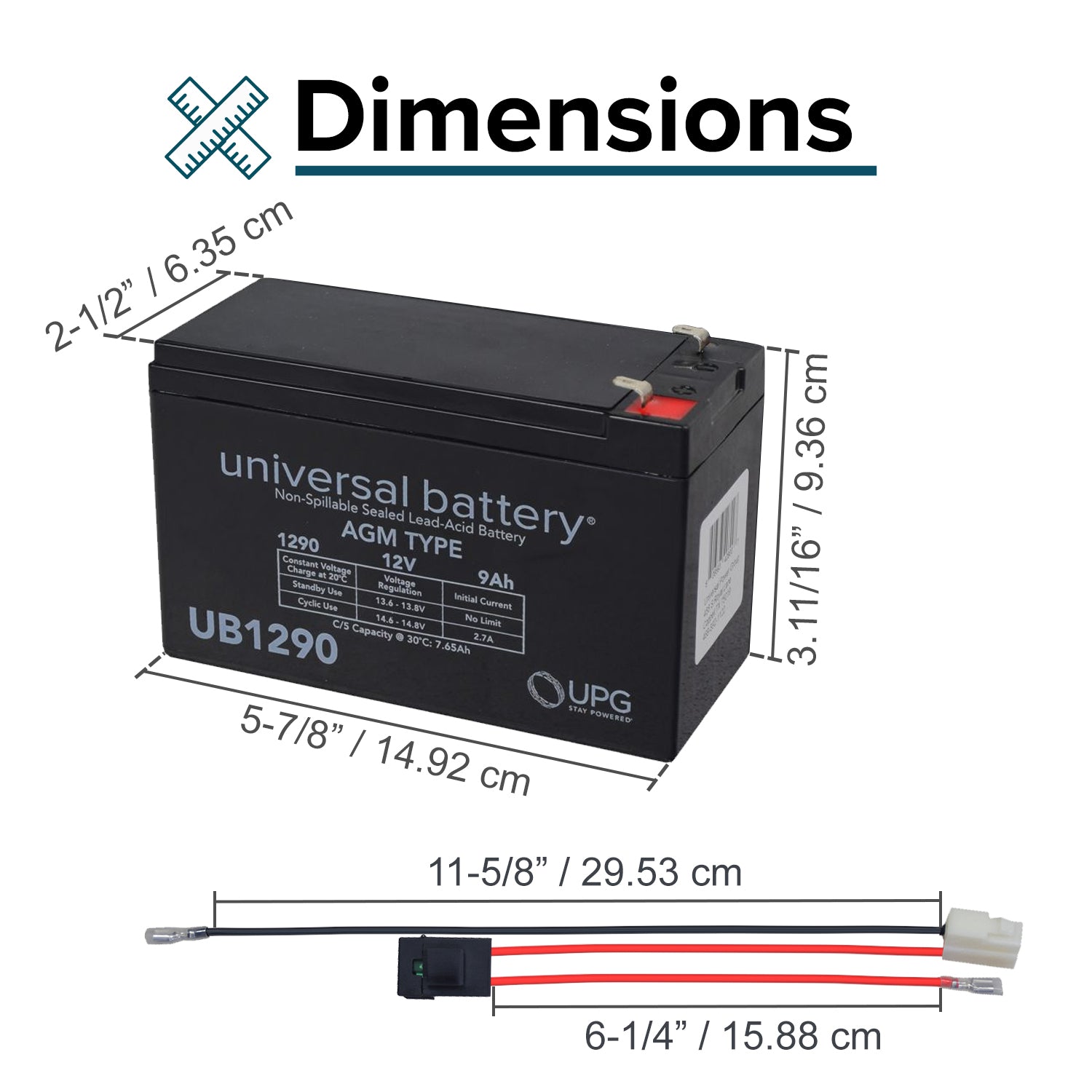 12 Volt Battery for the Razor E90 Accelerator, Power Core 90, Power Core E90 (Versions 1-2+), and Power Core E90 Glow (Versions 1+); rectangular black battery with white text and label.