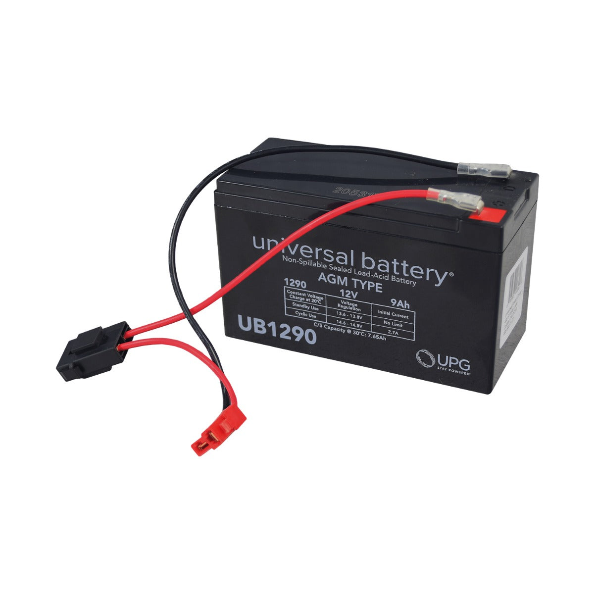 12 Volt Battery for the Rollplay Nighthawk, featuring red and black wires, designed for high performance and reliability in ride-on toys, available with or without wire harness and fuse.