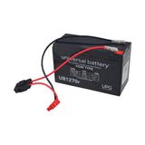 12 Volt Battery for the Rollplay Nighthawk, featuring a black rechargeable unit with red and black wires, designed for high-quality performance in ride-on toys, offered with or without a wire harness.