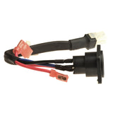 Close-up of the XLR Charging Port Connector with Harness for the Pride Travel Pro Mobility Scooter, showing interconnected black and red wires and a female XLR connector.