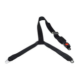 Securement Strap For Pride Silver Star Backpacker Series Vehicle Lifts, featuring a durable nylon Y-strap with an adjustable tension and quick-release automobile belt style push buckle for secure scooter or power chair transport.