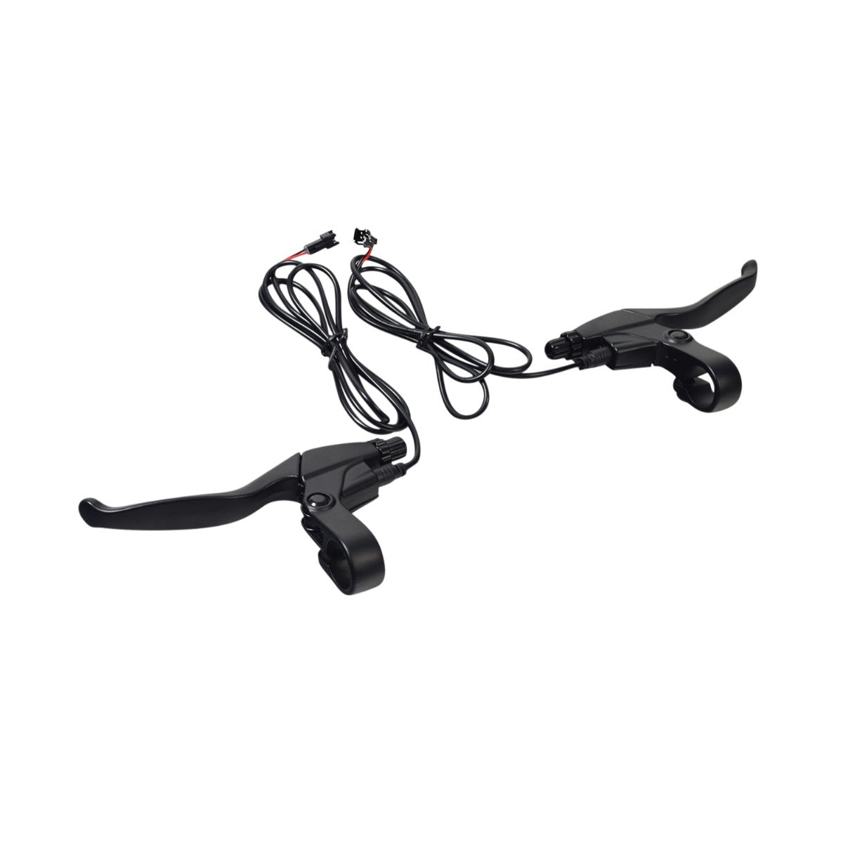 Brake Lever Set (Left & Right) for the Swagtron EB6 Bandit Fat Tire Electric Bike, featuring black handles with attached 41 wires and 2-pin male connectors, displayed in close-up.