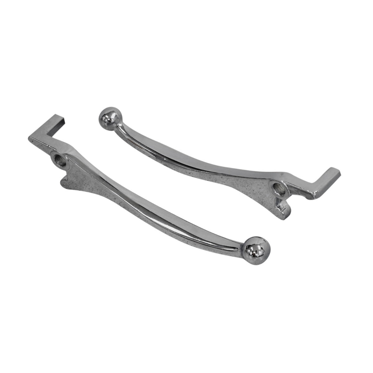 Brake Lever Set for the MotoTec MT-FatBoy-500 Electric Scooter (Set of 2) shown in polished chrome finish, with one lever for the right handlebar and one for the left handlebar.