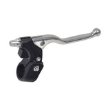 Left Brake Handle for Baja Doodle Bug (DB30) Mini Bikes, shown as a black and silver brake lever attached to a handlebar, suitable for various mini bikes, dirt bikes, and ATVs.