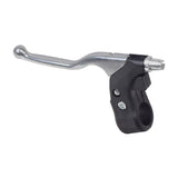 Left Brake Handle for the Monster Moto / Mega Moto Classic 80cc (MM-B80) & Classic 105cc (MM-B105) featuring a chromed handle lever and black plastic handlebar clamp, shown in close-up detail.