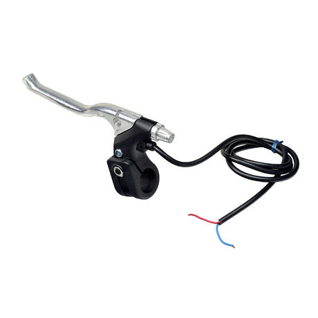 Aluminum Right Side Brake Lever with Wires for recreational scooters, featuring a polished aluminum handle and built-in return spring.