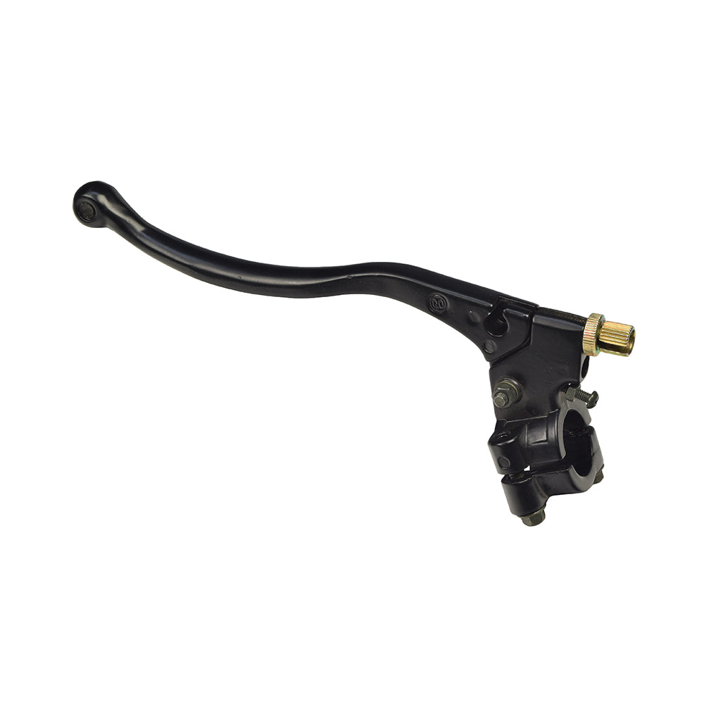 Right Brake Lever Assembly for Baja DR50 Dirt Bike, featuring a robust black metal lever with a gold nut and black handle, designed for heavy-duty use on ATVs.