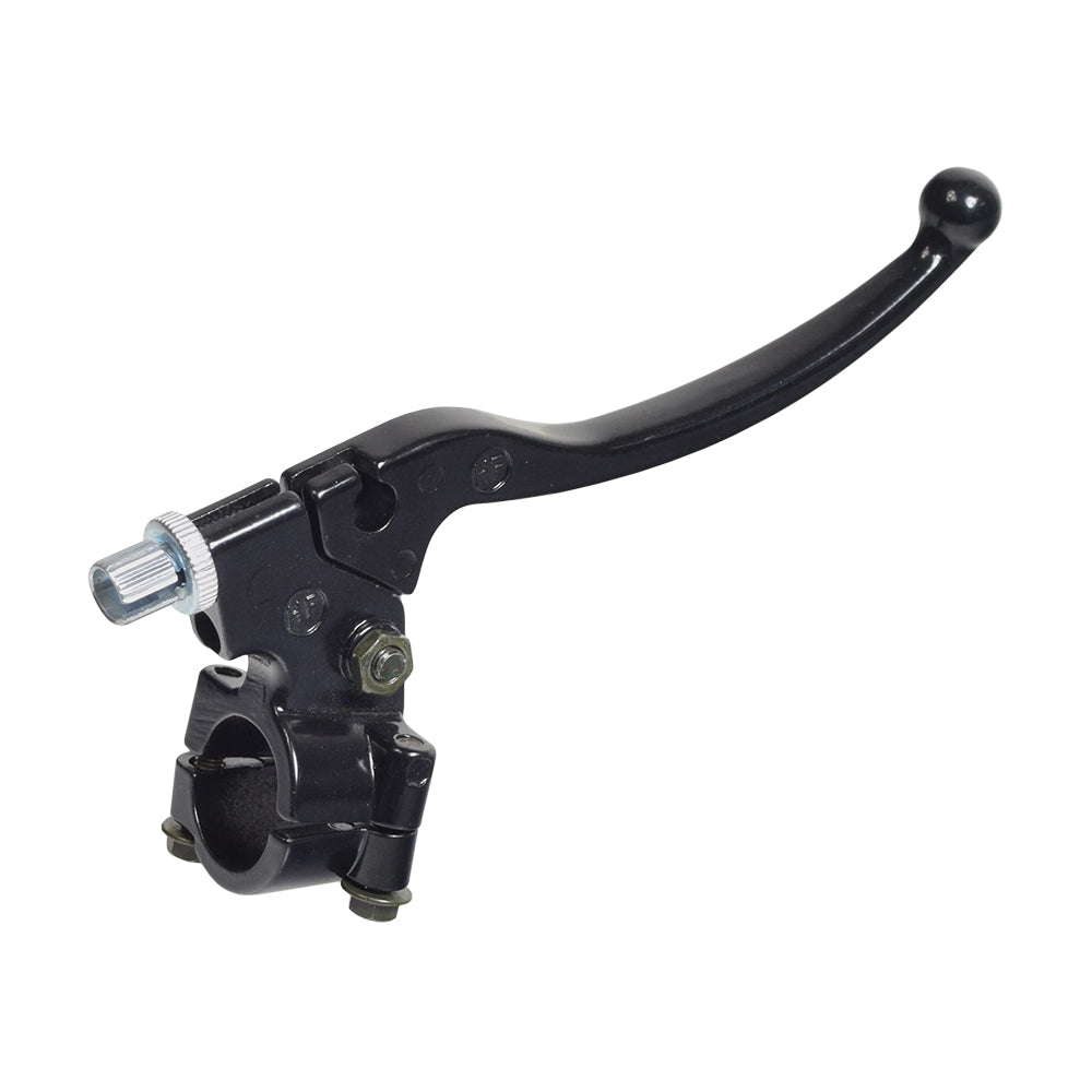 Black Left Brake Lever for the Coleman CT200U Trail & CT200U-EX Mini Bikes, featuring a sturdy black lever with a metal handle and a close-up of a button and nut.