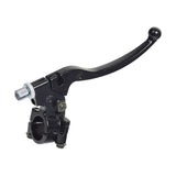 Black Left Brake Lever for the Mantis Tri-Rad Folding Adult Tricycle, featuring a robust black lever with a sturdy metal handle, close-up details of a button, and a nut.