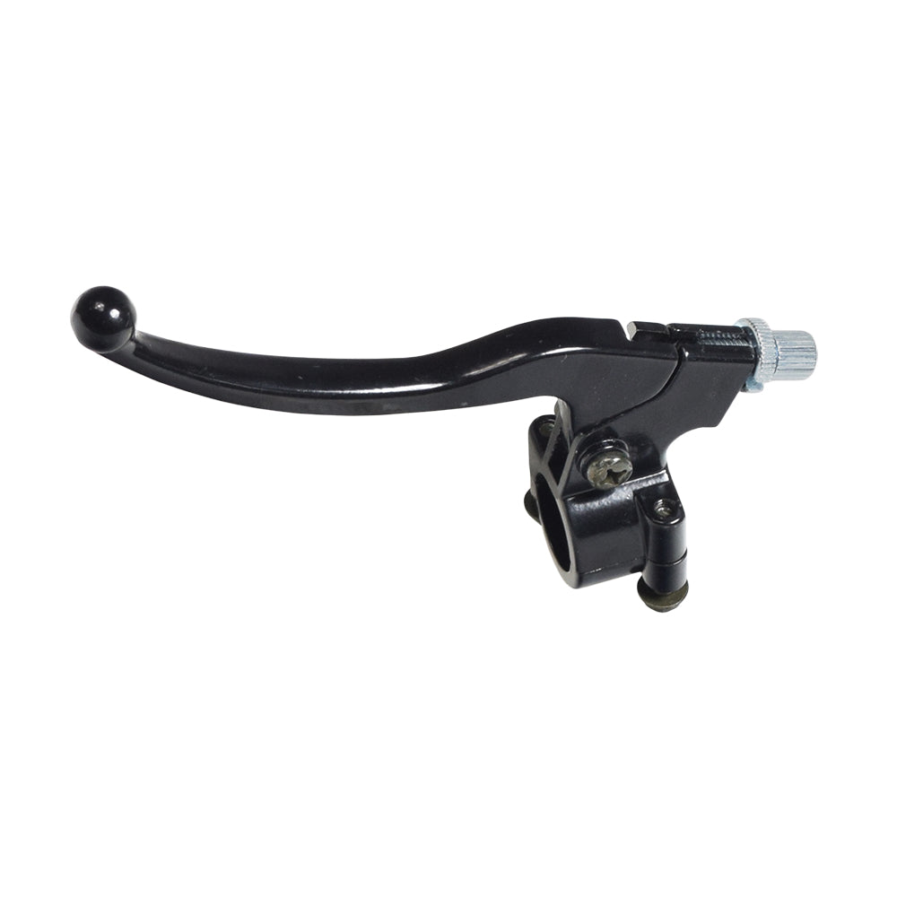 Black Left Brake Lever for the Coleman CT200U Trail & CT200U-EX Mini Bikes, featuring a black metal lever with a handle, screws, and heavy-duty ATV type braking system design.