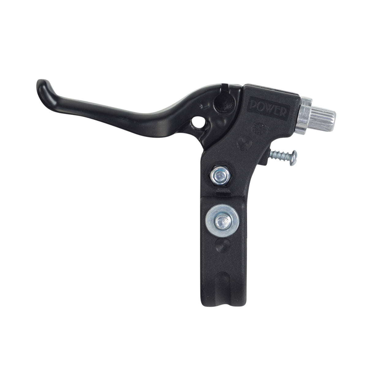 Brake Lever for the Mongoose Expo Freestyle Scooter, featuring a black handlebar with visible screws, shown as a close-up.