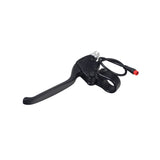 Brake Lever with Wiring Harness for HeyBike Electric Bikes (Set of 2) showing a close-up of the black handlebar with an attached red cable and a round 2-pin waterproof connector.