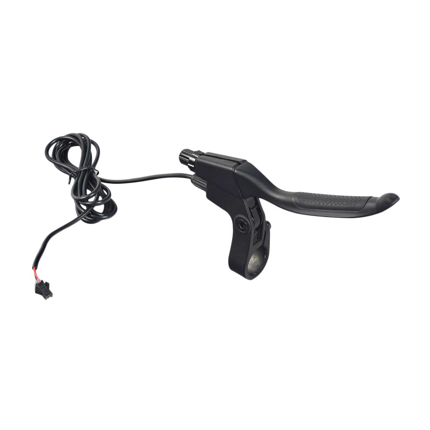 Right Side Brake Lever with Wires for the Swagtron EB5 Pro Electric Bike, featuring a close-up of a black handlebar and attached cable, essential for DIY brake lever replacement.