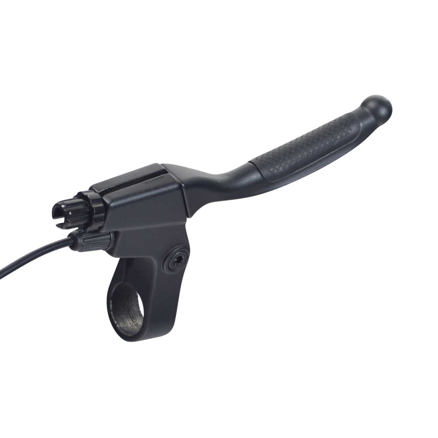 Right Side Brake Lever with Wires for the Swagtron EB5 Pro Electric Bike, featuring a close-up of the black handlebar, handle, and pre-attached wiring.