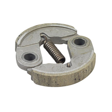 Clutch Pad Assembly with 2 Shoes: Close-up of a metal scooter clutch assembly featuring a visible spring mechanism, compatible with various two-stroke gas engines and pocket bikes, approximately 3 inches in diameter.