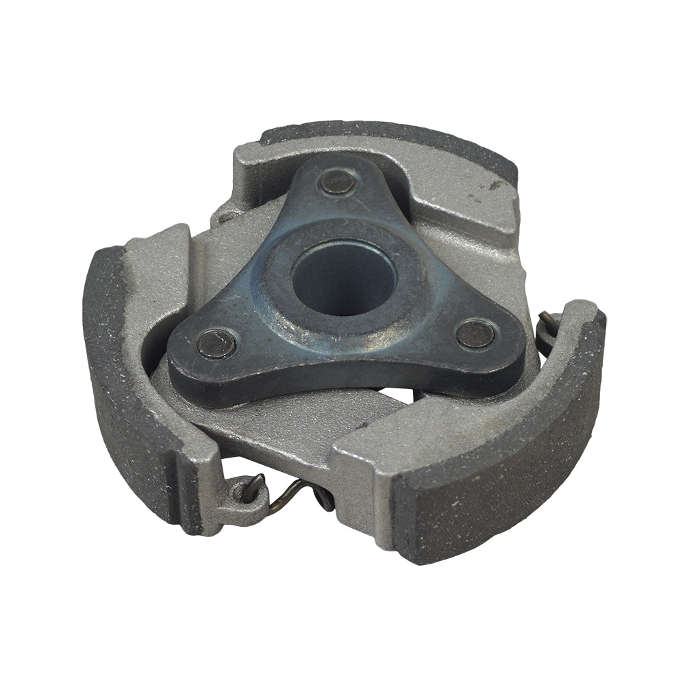 Clutch Pad Assembly with 3 Shoes for 47cc-52cc two-stroke gas scooter engines, featuring a metal hub and disc, approximately 3 inches in diameter, compatible with various scooter and pocket bike engines.