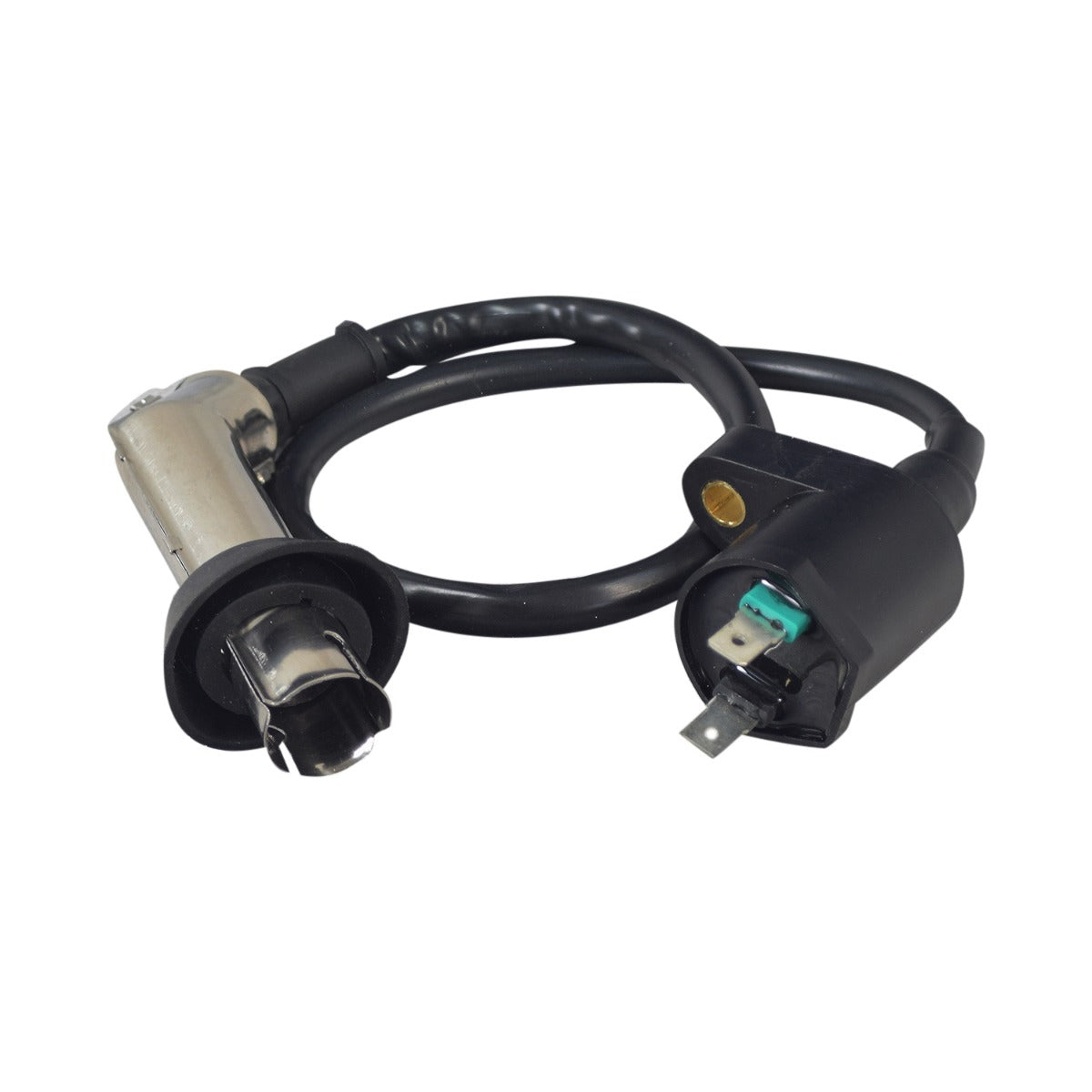 Ignition Coil for the Baja Retro (RT50) featuring a black and silver wire with a connected black cable.