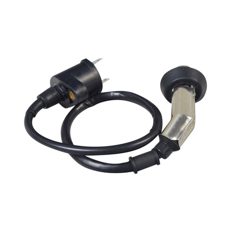 Ignition Coil for the Baja Retro (RT50), featuring a black cable connected to a black and silver wire, designed specifically for RT50 models with VIN prefix LWGT.