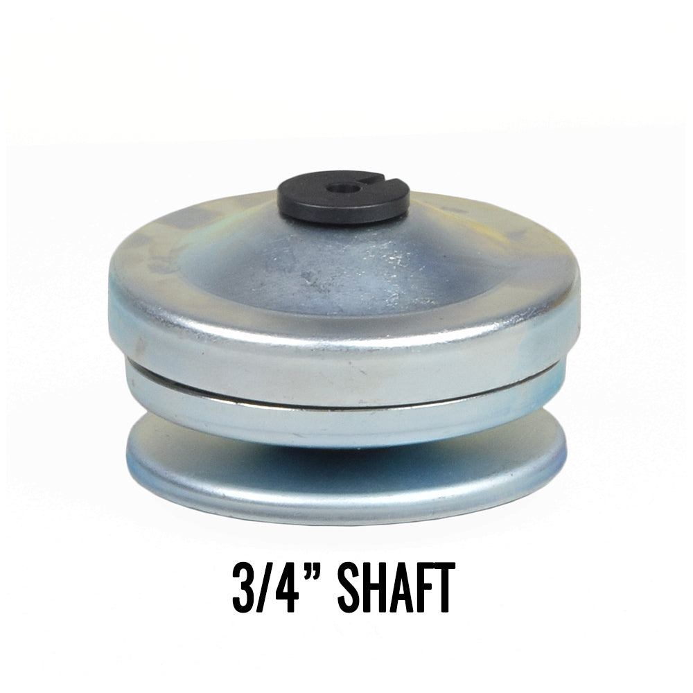 3/4 - 1 Torque Converter Driver Clutch Assembly for Go-Karts & Mini Bikes, featuring a round metal object with a black center, designed for horizontal engine drive shafts.