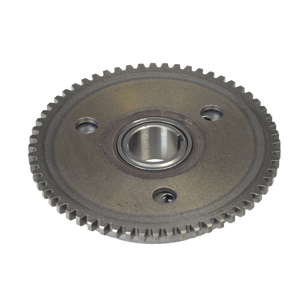 Starter Clutch Drive Assembly for 125cc & 150cc GY6 Go-Karts & Scooters, close-up of a sturdy metal gear with circular holes, showcasing essential components for reliable engine performance.