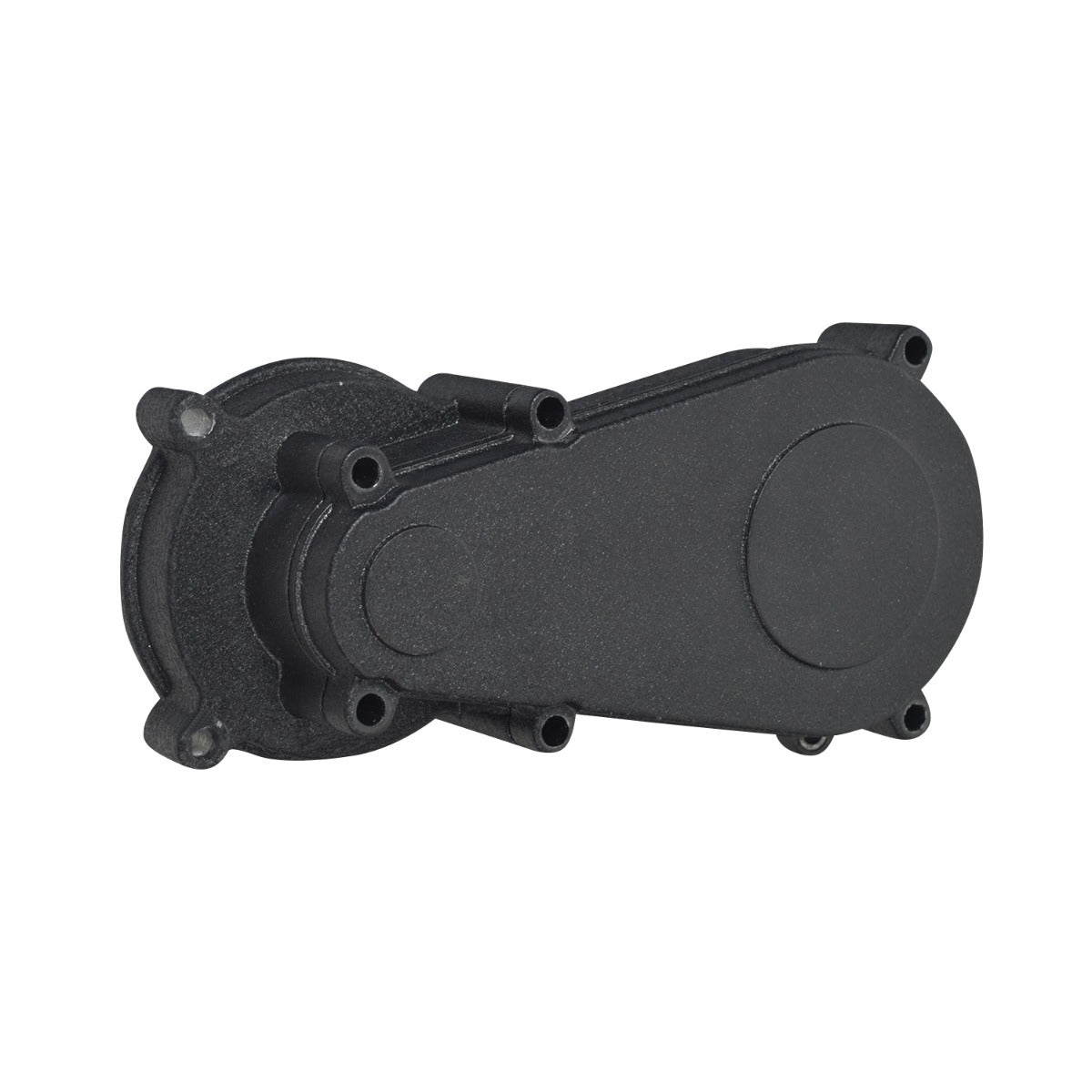 Gearbox Transmission for 40cc & 47cc Engine Mini ATVs, Dirt Bikes, & Pocket Bikes, featuring a black plastic housing with multiple holes and a round circle component.