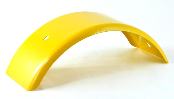 Yellow Rear Fender for Baja Doodle Bug (Blitz, Dirt Bug, Racer) Mini Bike, featuring a durable plastic construction with multiple holes for mounting.