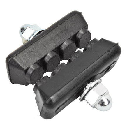 38 mm Z Brake Pads for BMX & Freestyle Bikes & Scooters showcase a close-up of black and silver pedal components, highlighting a bolt and nut detail for secure attachment.