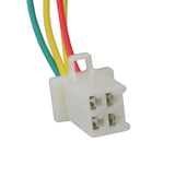 ZK2430D-FS Control Module with 4-Wire Throttle Connector for Razor Pocket Rocket (Versions 27+); close-up of a white plastic connector with colorful wires, designed for electrical connection.