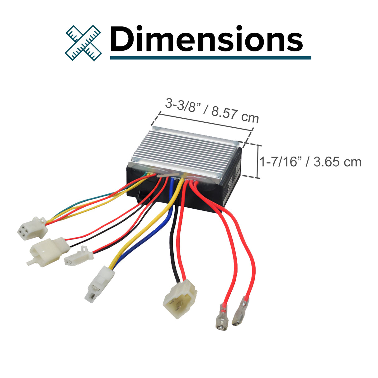 ZK2430D-FS Throttle & Control Module Bundle for Razor E200, Versions 13-23, featuring a black control module with multiple connectors and a twist grip throttle with attached wires.