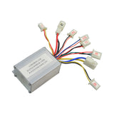 24 Volt 150 Watt Universal Speed & Voltage Controller featuring a small metal box with multiple colored wires and connectors, designed for electric scooters, bikes, go-karts, and mopeds.