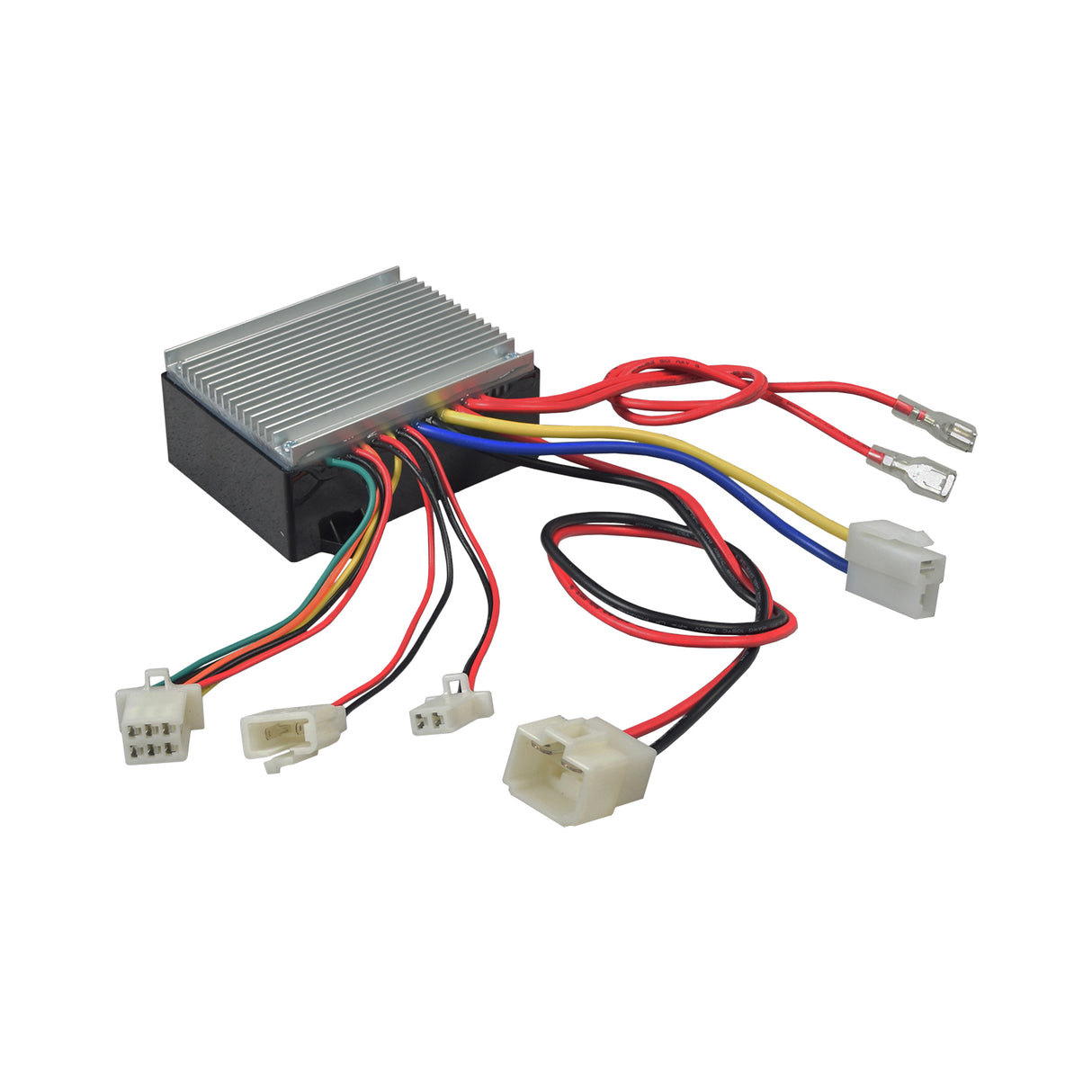 HB2430-TYD6K-FS Razor Controller, Throttle, and Wiring Adapter Kit for the Razor Ground Force Go Kart (Versions 1-12) close-up showing various plugs, wires, and connectors essential for retrofit installation.