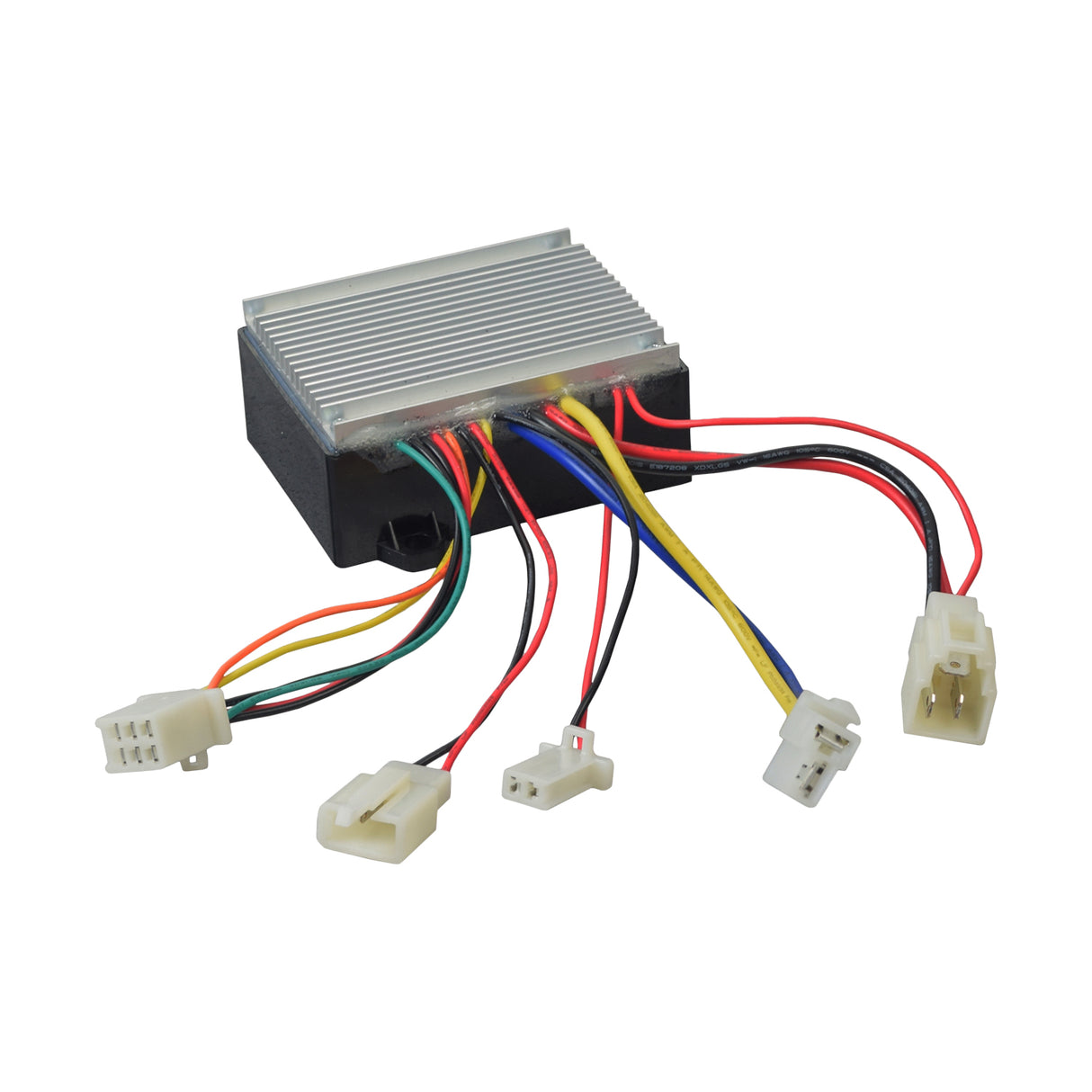 HB2430-TYD6 6-Wire Controller & Throttle Bundle for the Razor E200, Versions 5-12, featuring a close-up of the white electrical device with red and black wires and multiple cables.