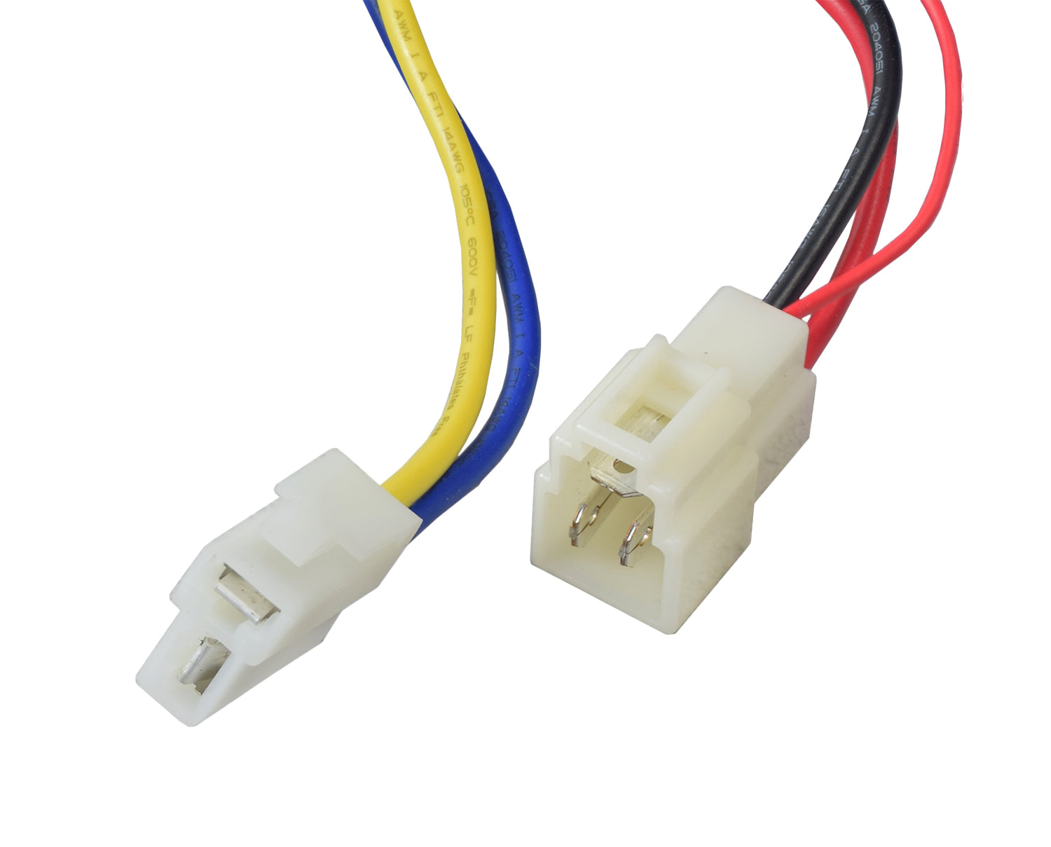 Close-up of the HB2430-TYD6 6-Wire Controller & Throttle Bundle for Razor E300, Versions 1-10 and 12, featuring an electrical wire, plug, and white plastic connector.