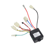 12 Volt LBD8 Controller for the Avigo Extreme, showcasing a black box with colorful wires and connectors. This OEM replacement part ensures your scooter functions smoothly, ideal for 12-volt systems.