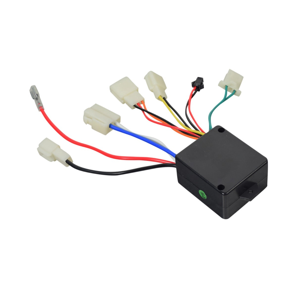 LBD8 24 Volt Controller for the Pulse Charger and Pulse Lightning Scooters, shown as a black box with colorful wires and connectors, essential for electric scooter functionality.