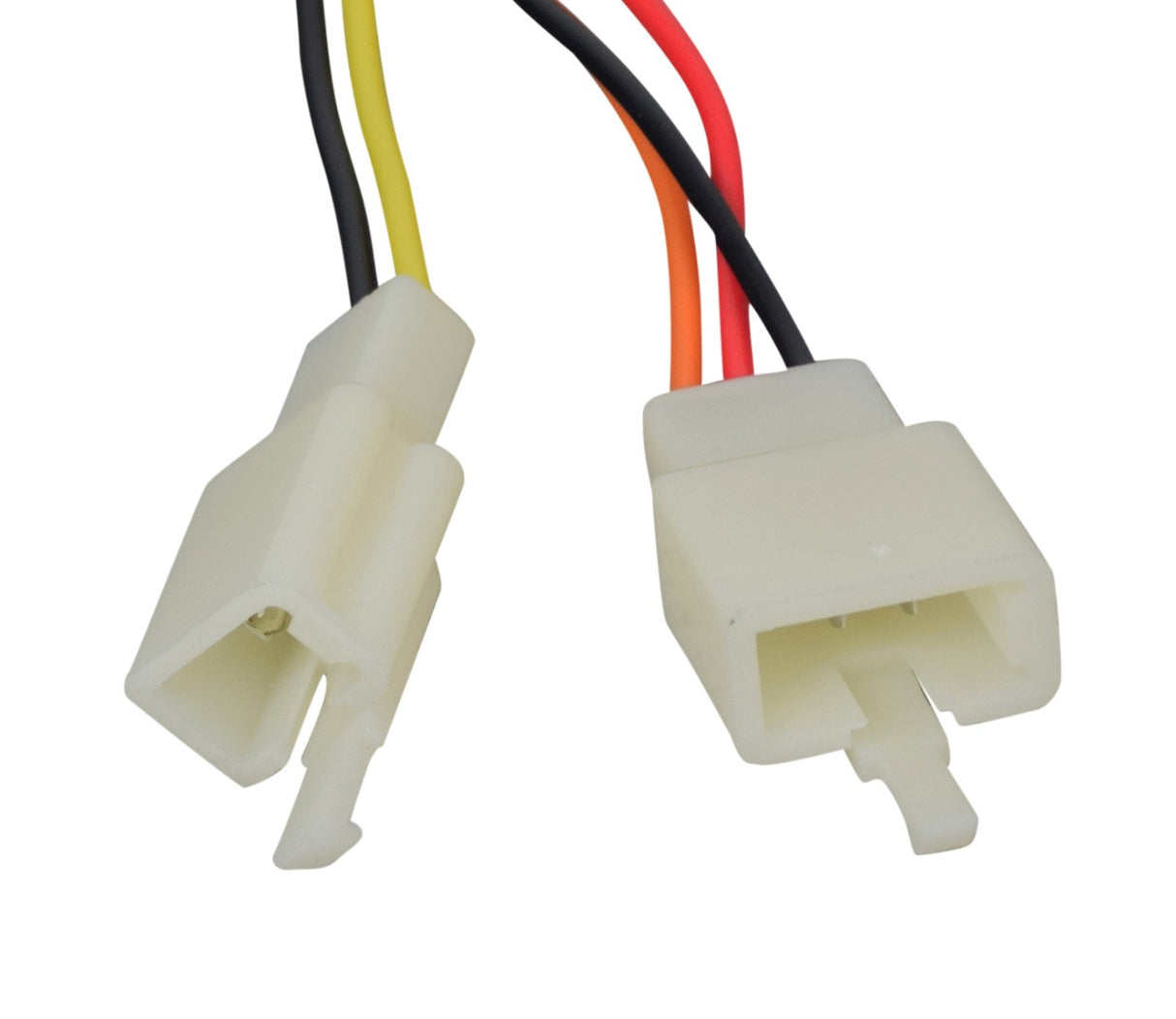 LBD8 24 Volt Controller for Pulse Charger and Pulse Lightning Scooters, showcasing a close-up of the white plastic connector attached to several colored wires, essential for electric scooter functionality.