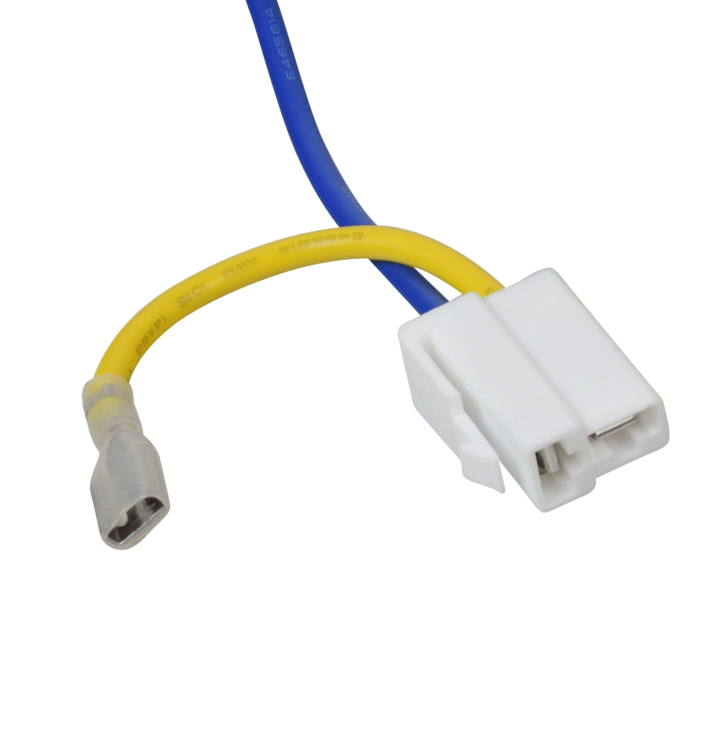 24 Volt YK20 V2.0 Controller for the Hyper HPR 350 Electric Motorcycle, featuring a white connector attached to blue and yellow wires, detailed in a close-up image showcasing the cable's structure.