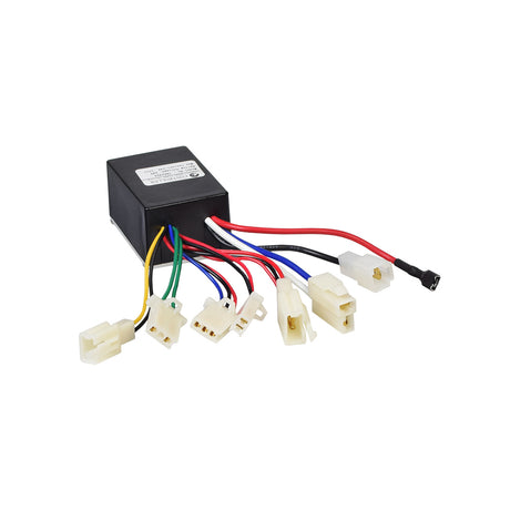 24 Volt 24 Amp TRE2424 Controller for the Pulse Super-C, featuring a black box with colorful wires and connectors, ideal for replacing a malfunctioning control module in electric scooters.