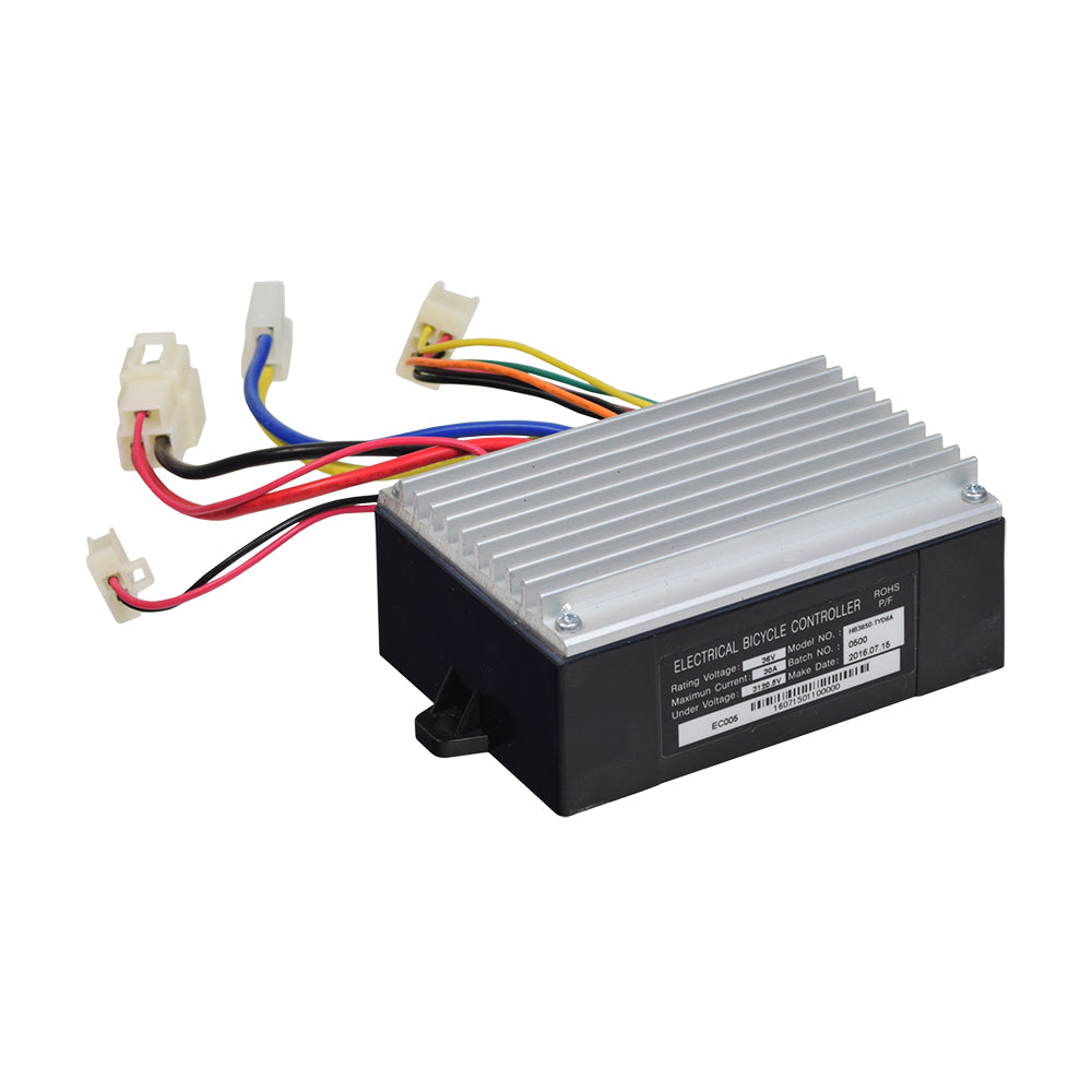 HB3650-TYD6A Control Module for the Razor Crazy Cart XL (Versions 1+), featuring several colored wires and a white plastic connector, essential for quick replacement and smooth operation.