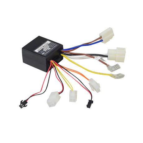 ZK1200-DH-LED 12 Volt Control Module for the Razor Power Core E90 Glow, showing a black box with multiple colored wires and connectors, designed as a replacement for the original controller.