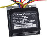 B-ZK1218D Control Module for the Razor MX125 Dirt Bike & Pocket Mod Petite Scooter, featuring colorful wires and a label, designed as an easy-to-connect replacement part with seven connectors.