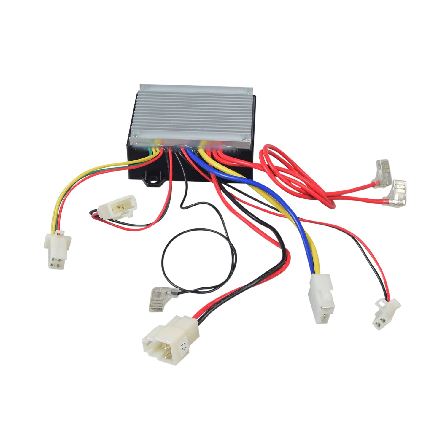 Close-up of the ZK2430-D2-FS-ROHS (ZK2430-D-LD) Control Module for Razor MX350 & SX350 (Versions 37+), displaying various electrical components, colored wires, and connectors.