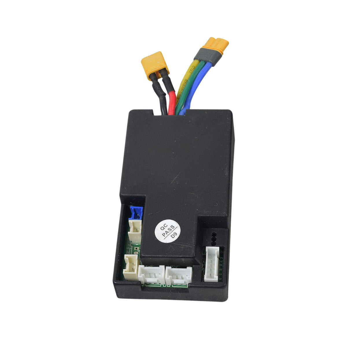 Control Module for Razor Electric Party Pop & Electric Tekno Scooters, featuring a black box with multiple wires and plug-and-play connectors for easy installation, ensuring a quick and seamless replacement.