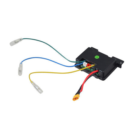 Controller for the GOTRAX GKS Electric Scooter, featuring a black box with colorful cables and plug-in connectors, designed to house the printed circuit board for easy replacement and hassle-free connections.