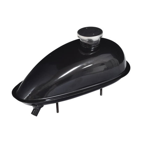 Fuel Tank for 48cc - 80cc 2-Stroke Bicycle Engine Kits (2 Liter / 3 Liter) - A black steel fuel tank with a round polished chrome cap, suitable for various custom projects.