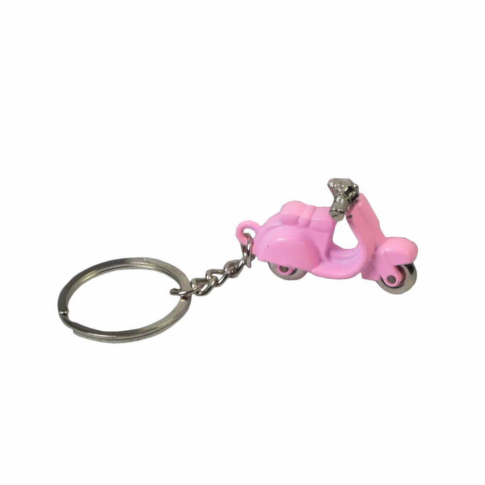 Scooter Keychain featuring a detailed miniature pink scooter, perfect for scooter enthusiasts. This fashionable and practical accessory is ideal for keeping your keys organized and easily accessible.