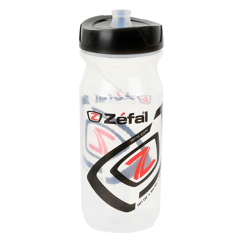 Sense Water Bottle with black lid and red-black logo, ideal for cyclists. Available in 22 oz or 27 oz capacities, made from polypropylene, soft and odorless, BPA-free.